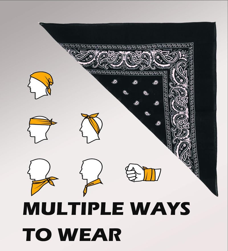 Umo Lorenzo 2 Color Pack Bandanas for Men & Women Blue & Red or Black & White - Image 5